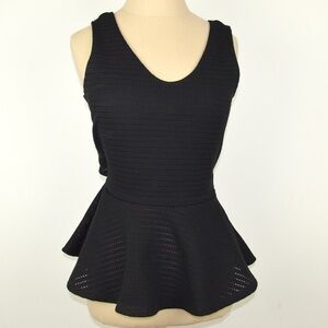Design Lab Black Peplum Tank Top S